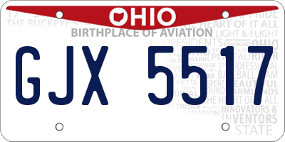 OH license plate GJX5517