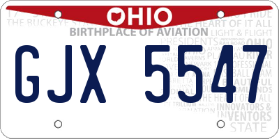 OH license plate GJX5547