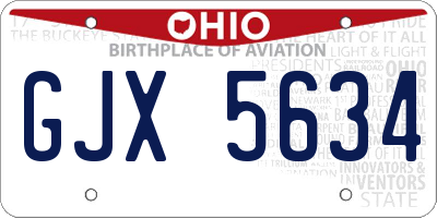 OH license plate GJX5634