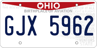 OH license plate GJX5962