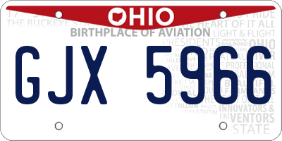 OH license plate GJX5966