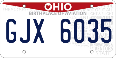 OH license plate GJX6035