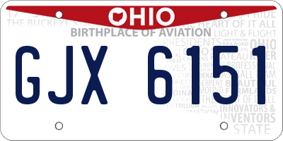 OH license plate GJX6151