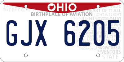 OH license plate GJX6205