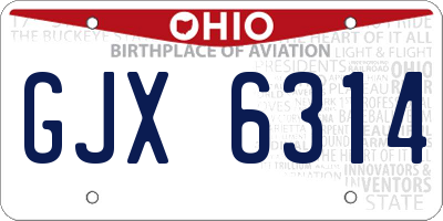 OH license plate GJX6314