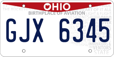 OH license plate GJX6345