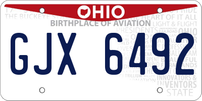OH license plate GJX6492