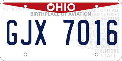 OH license plate GJX7016