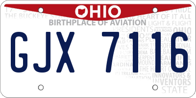 OH license plate GJX7116