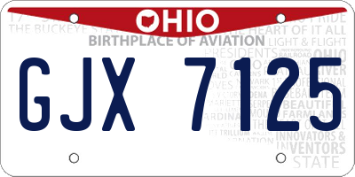 OH license plate GJX7125