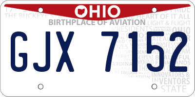 OH license plate GJX7152