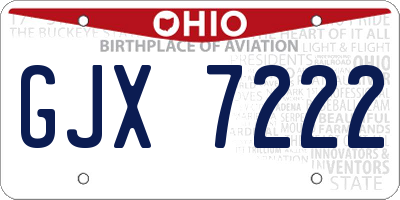 OH license plate GJX7222