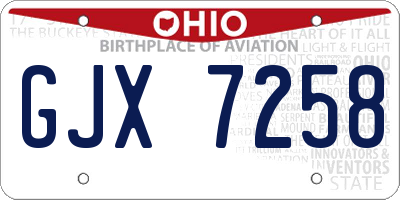 OH license plate GJX7258