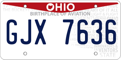 OH license plate GJX7636