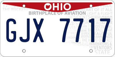 OH license plate GJX7717