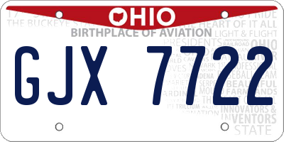 OH license plate GJX7722