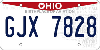 OH license plate GJX7828