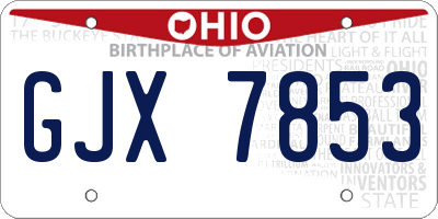 OH license plate GJX7853