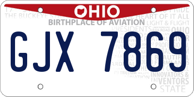 OH license plate GJX7869