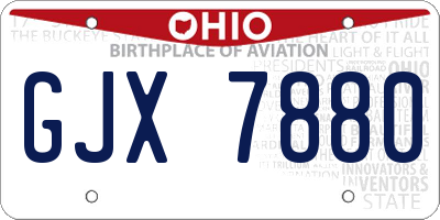 OH license plate GJX7880