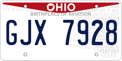 OH license plate GJX7928