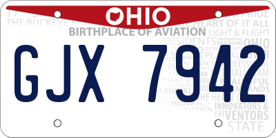 OH license plate GJX7942