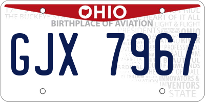 OH license plate GJX7967