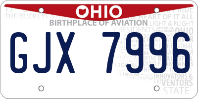 OH license plate GJX7996