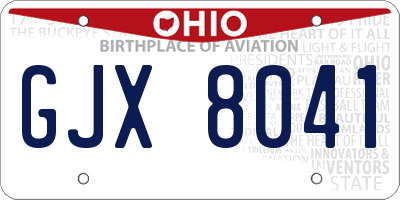 OH license plate GJX8041