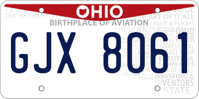 OH license plate GJX8061