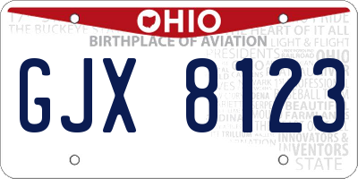 OH license plate GJX8123