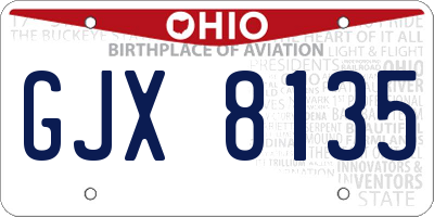 OH license plate GJX8135