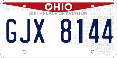 OH license plate GJX8144