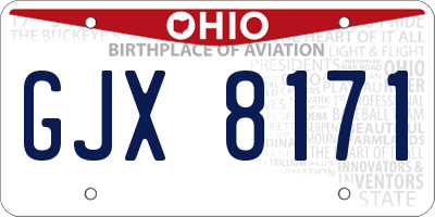 OH license plate GJX8171