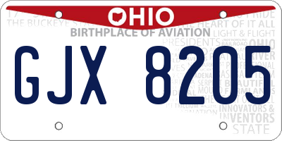 OH license plate GJX8205