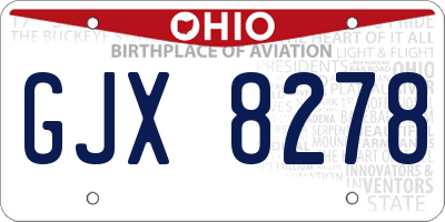 OH license plate GJX8278