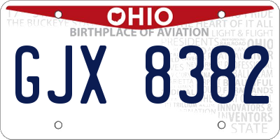 OH license plate GJX8382