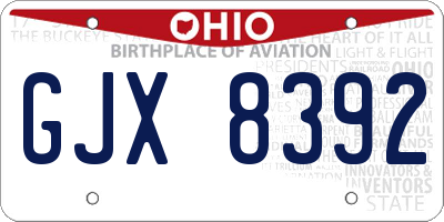 OH license plate GJX8392