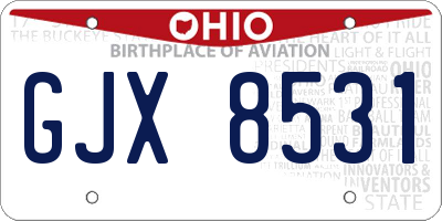 OH license plate GJX8531