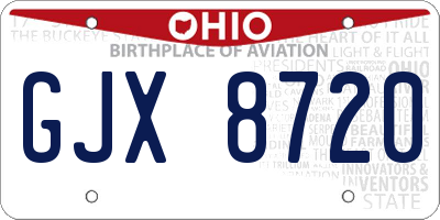OH license plate GJX8720