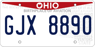 OH license plate GJX8890