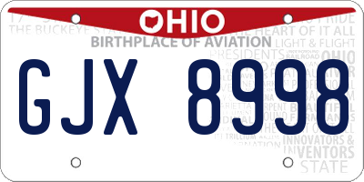 OH license plate GJX8998