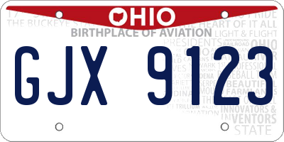 OH license plate GJX9123
