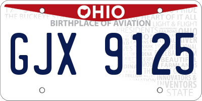 OH license plate GJX9125