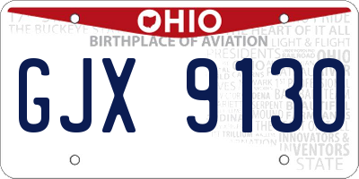 OH license plate GJX9130