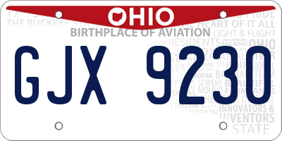 OH license plate GJX9230