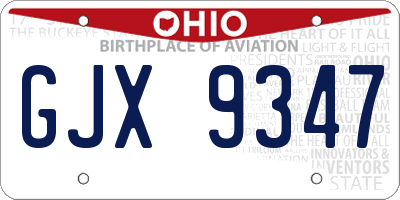 OH license plate GJX9347