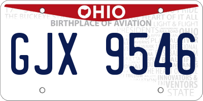 OH license plate GJX9546