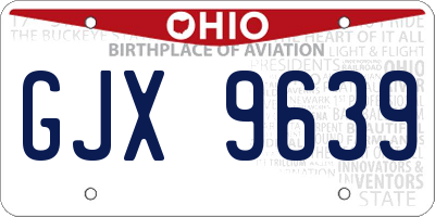 OH license plate GJX9639