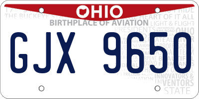 OH license plate GJX9650